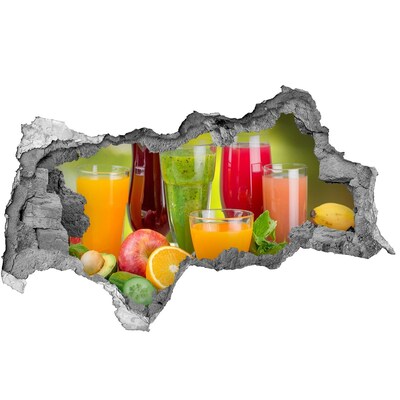 Samolepící nálepka beton Ovoce a smoothie u díry ve zdi
