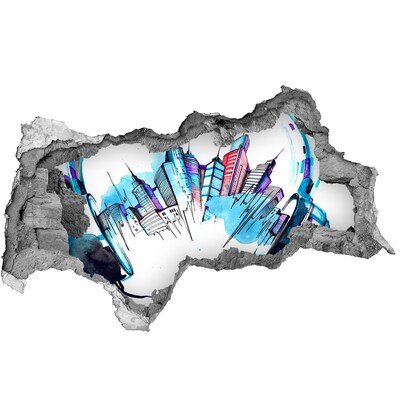 Samolepící díra 3D nálepka Moderní město v troskách