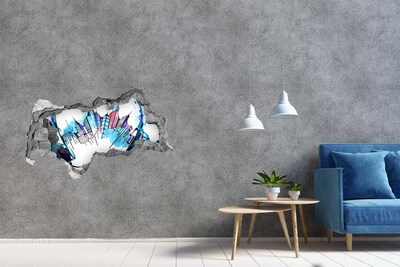 Samolepící díra 3D nálepka Moderní město v troskách