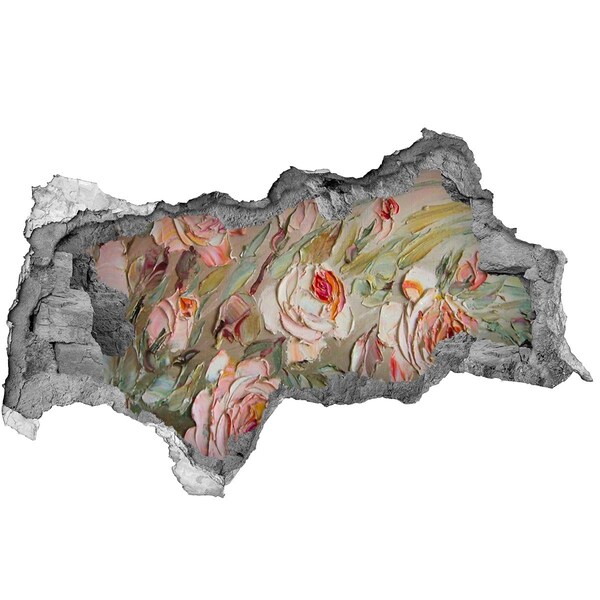 Samolepící díra nálepka beton Květinová zahrada v rozpadlé zdi