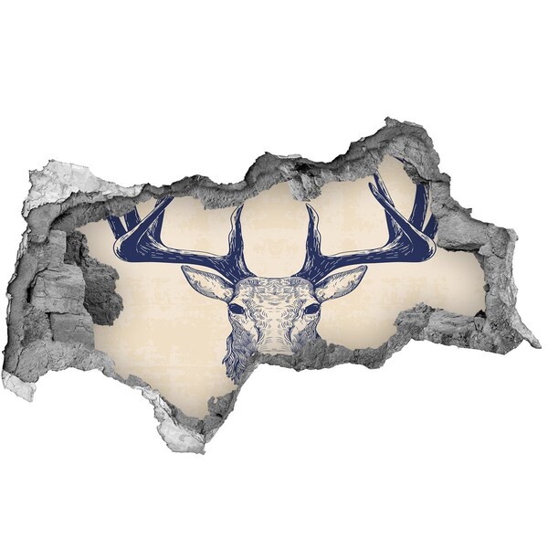 Díra 3D fototapeta na stěnu Pohybující se jelen v díře ve zdi