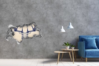 Díra 3D fototapeta na stěnu Pohybující se jelen v díře ve zdi
