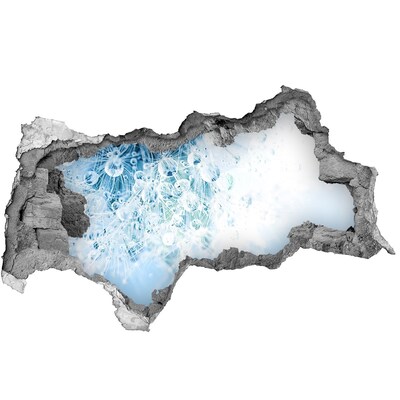 Samolepící díra zeď 3D Pampelišky v modré