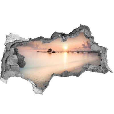 Nálepka fototapeta 3D výhled Západ slunce nad molem
