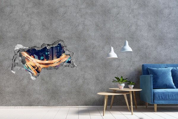 Fototapeta díra na zeď 3D Pohled na město v noci