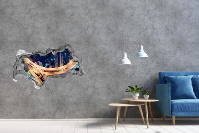 Fototapeta díra na zeď 3D Pohled na město v noci