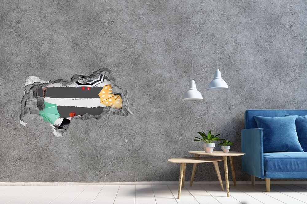 Fotoobraz díra na stěnu Barevné deštníky
