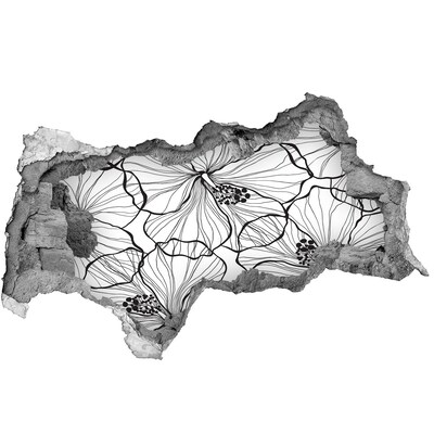 3D díra na zeď Díra ve zdi s květinovým motivem