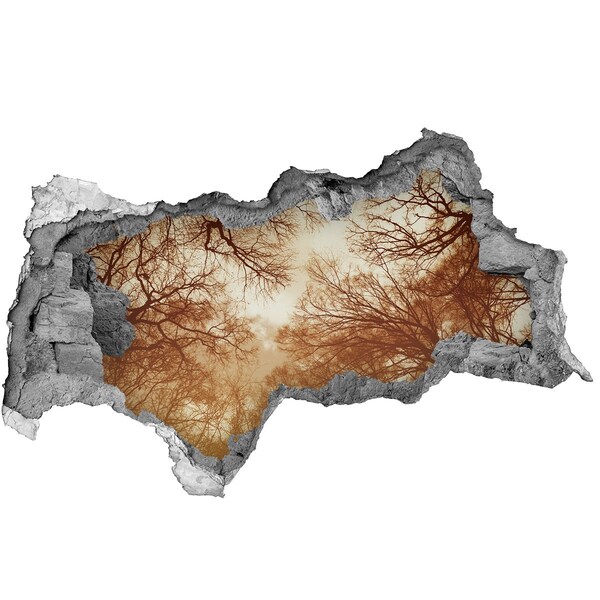 Samolepící díra na stěnu nálepka Odraz stromů ve zničené zdi