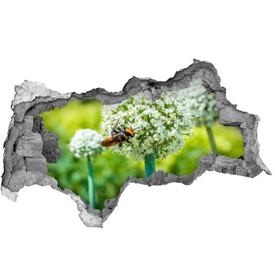 Samolepící díra na stěnu Květinová louka s včelou