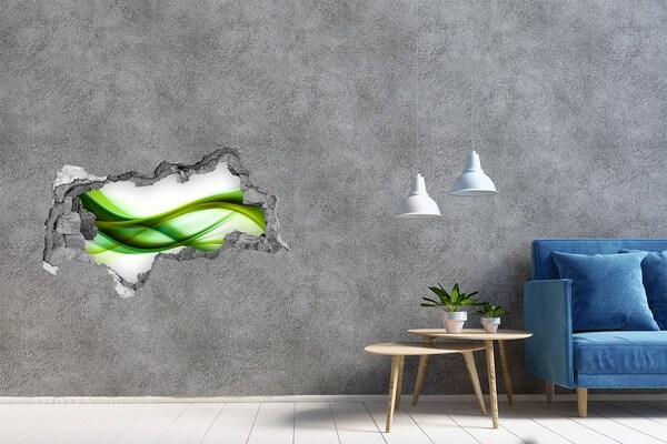 Samolepící díra zeď 3D Zelená vlna v díře ve zdi