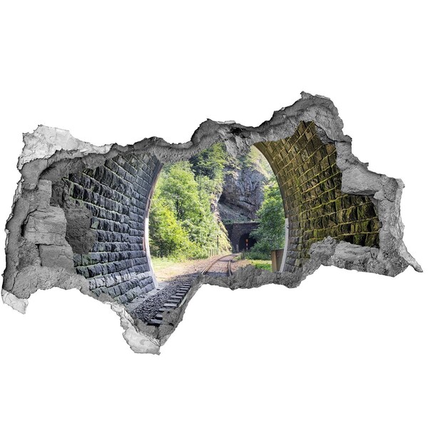 Fototapeta díra na zeď 3D Železniční tunel