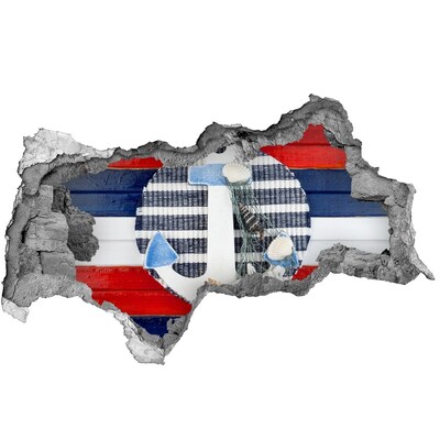 Samolepící díra zeď 3D Mořské dobrodružství s mušlemi