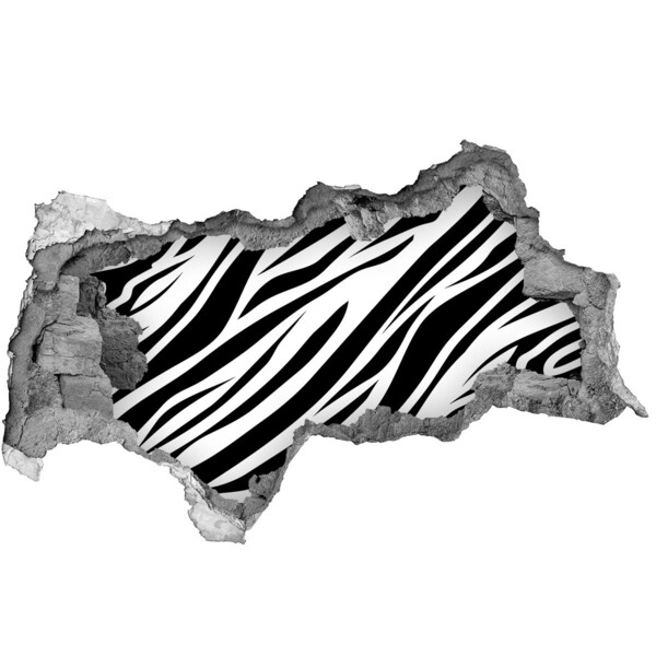 Samolepící díra zeď 3D Zebra ve zdi