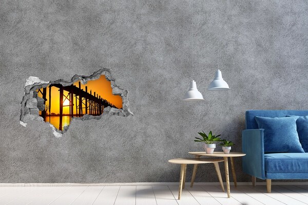 Fototapeta díra na zeď 3D Západ slunce nad molem