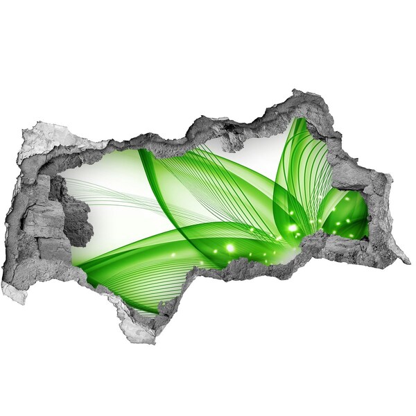 Samolepící díra zeď 3D Zelená vlna světla