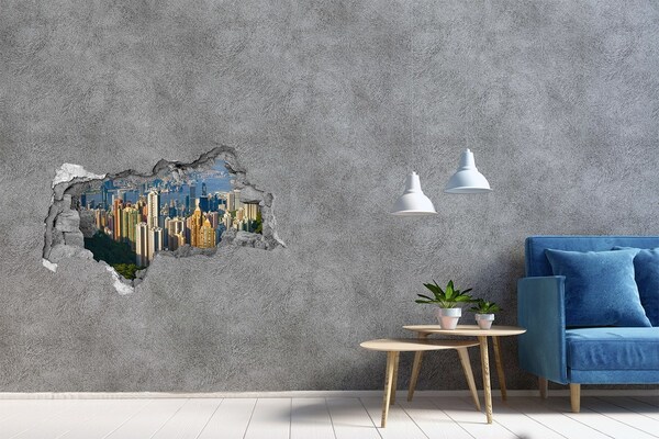 Fototapeta díra na zeď 3D Hongkong panorama
