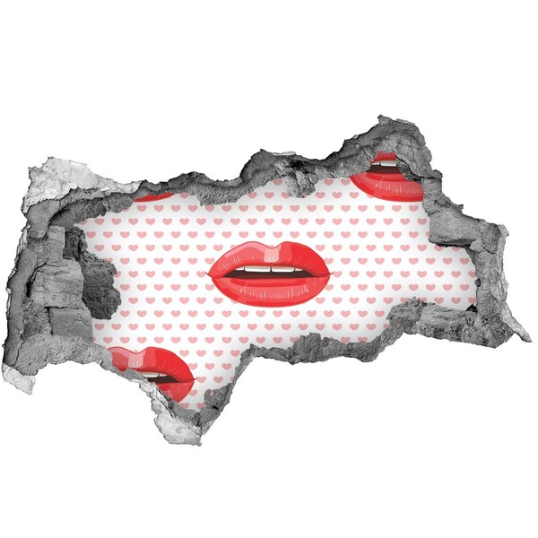 Fotoobraz díra na stěnu Rty v srdcích