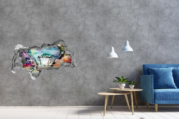 Samolepící díra na stěnu nálepka Poškozená zeď s lampou