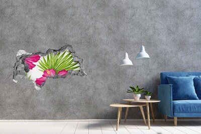 3D díra na zeď Hawajské květiny