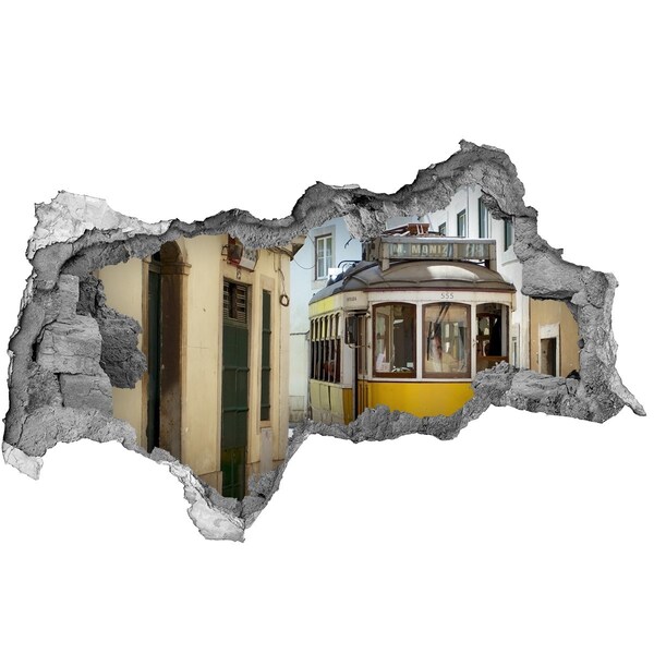 Samolepící nálepka Žlutá tramvaj v úzké ulici