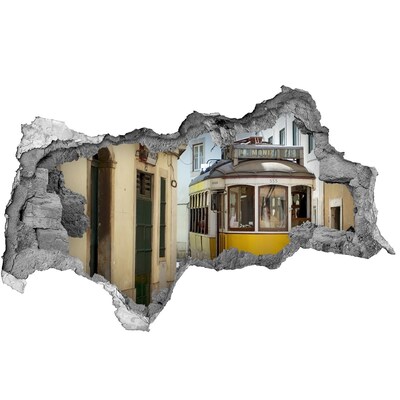 Samolepící nálepka Žlutá tramvaj v úzké ulici