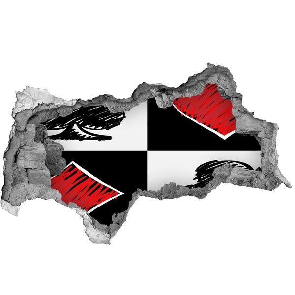 Fototapeta díra na zeď Rozbitá zeď s červenými akcenty