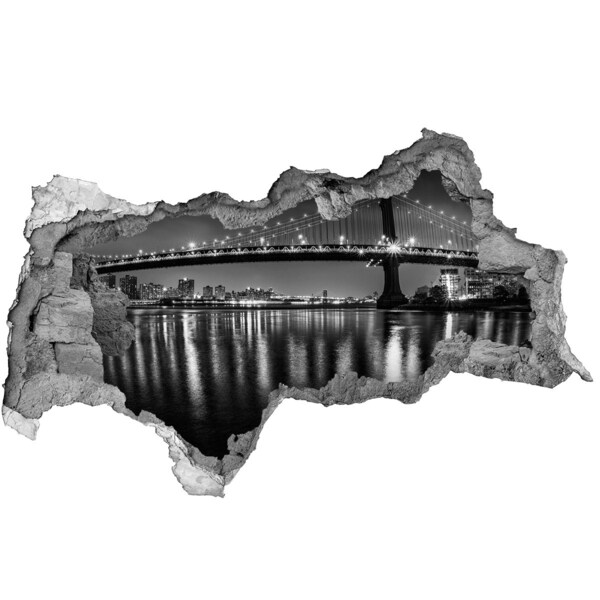 Fotoobraz díra na stěnu Manhattanský most v noci