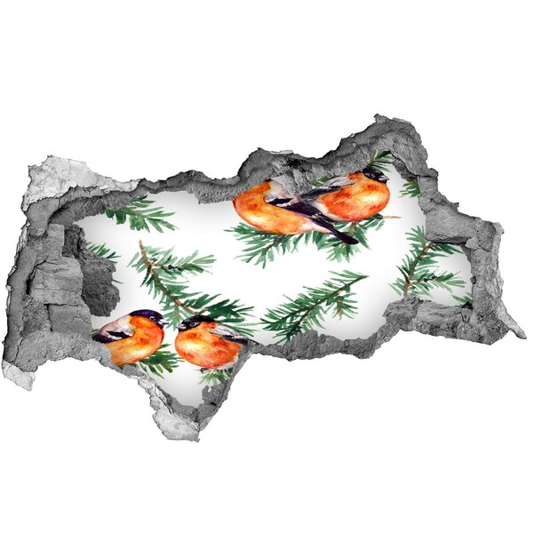 Samolepící díra na stěnu Ptáci na zeleném pozadí