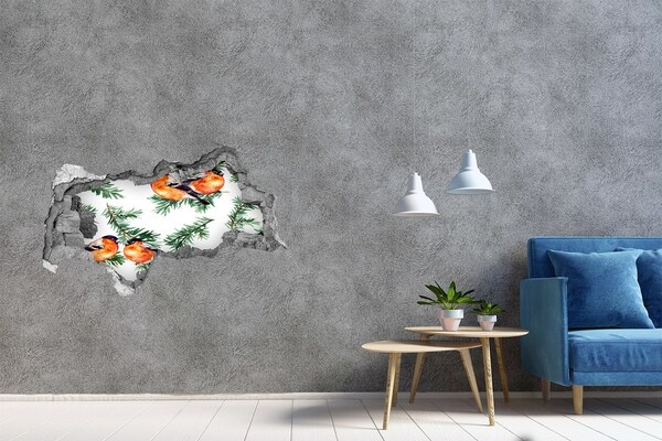 Samolepící díra na stěnu Ptáci na zeleném pozadí