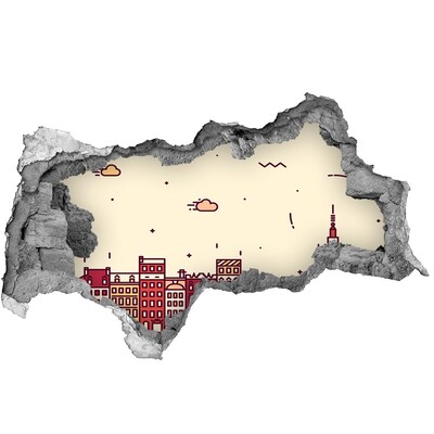 Fototapeta díra na zeď Město za zdí