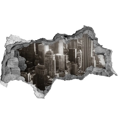 Fototapeta díra na zeď 3D Pohled na město z díry ve zdi