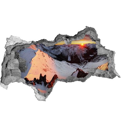 Samolepící díra nálepka Západ slunce v horách