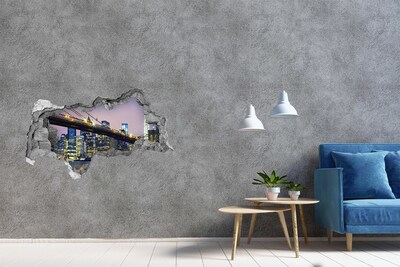 Nálepka 3D díra na zeď Brooklynský most v noci