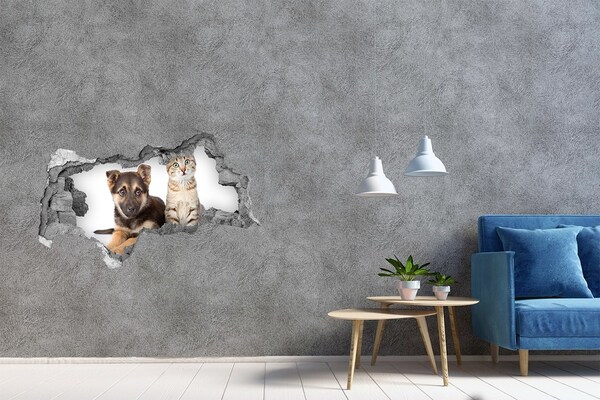 Fototapeta díra na zeď 3D Přátelé ze dvorku