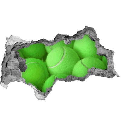 Nálepka 3D díra na zeď Zelené tenisové míčky za zdí