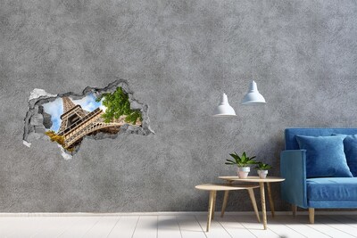 Samolepící díra nálepka Eiffelova věž v Paříži