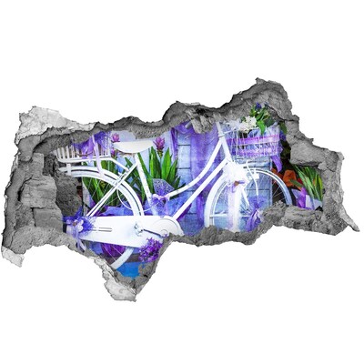 Nálepka díra na zeď Kolo v zahradě plné květin