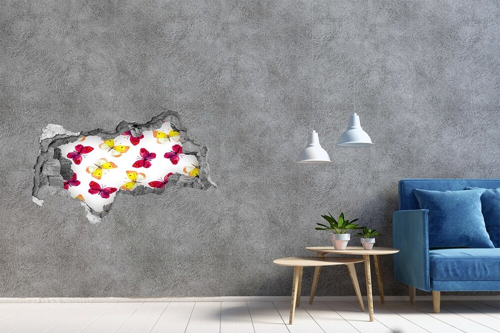 Fototapeta díra na zeď 3D Motýli a květiny