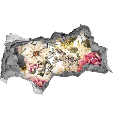 Nálepka 3D díra samolepící Květinová zahrada za zdí