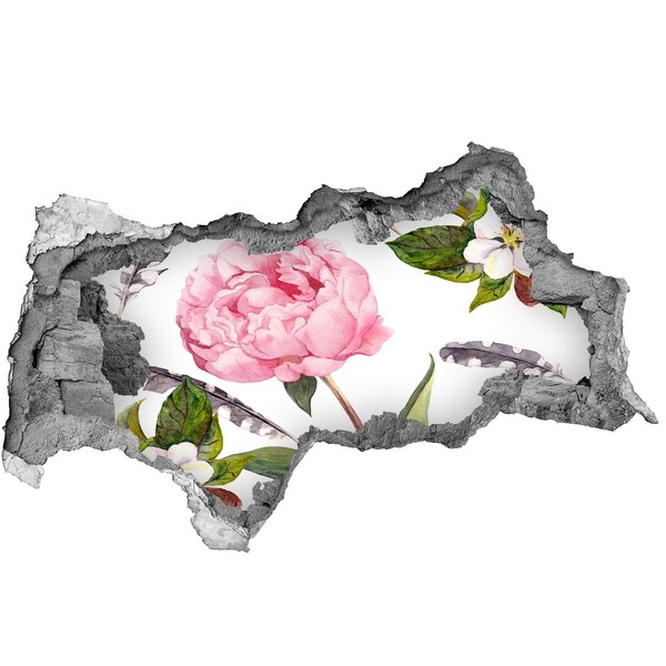 Samolepící nálepka na zeď Květinová malba skrz díru ve zdi