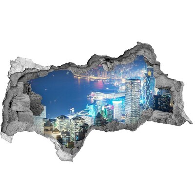 Samolepící díra na stěnu Pohled na město v noci