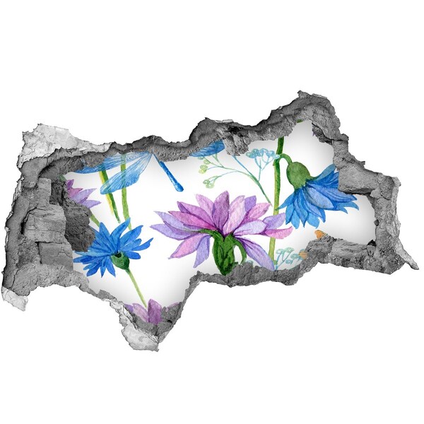 Samolepící díra na stěnu Květinová fototapeta Díra ve zdi