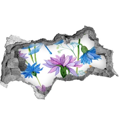 Samolepící díra na stěnu Květinová fototapeta Díra ve zdi