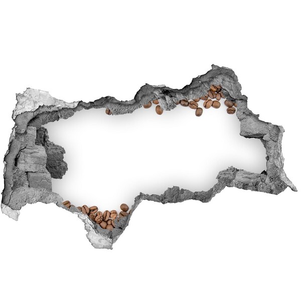 Nálepka 3D díra na zeď Rozbitá zeď z kávových zrn