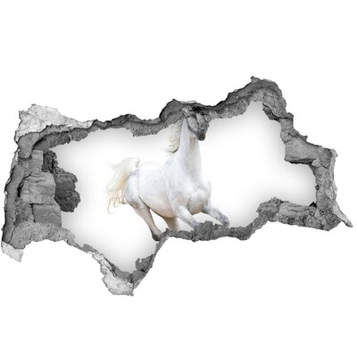 Fototapeta díra na zeď Bílý kůň na útěku