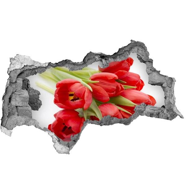 Samolepící díra na stěnu Červené tulipány