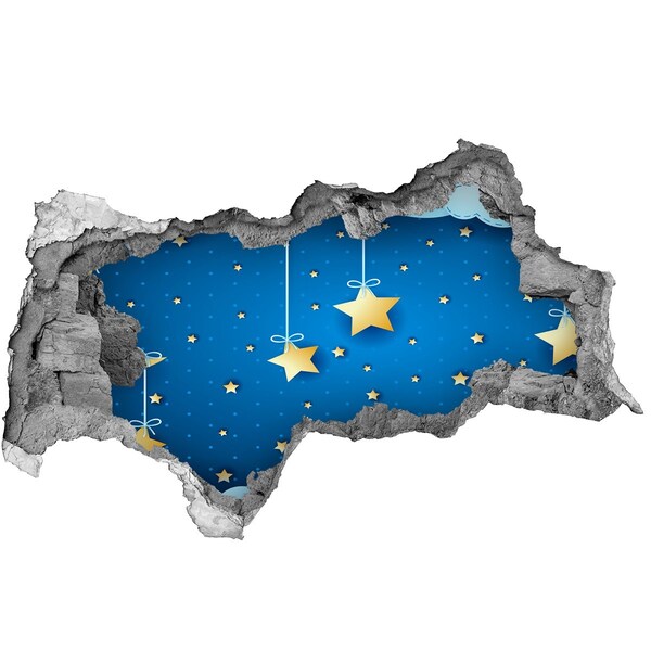 Nálepka 3D díra na zeď Noční obloha se zlatými hvězdami