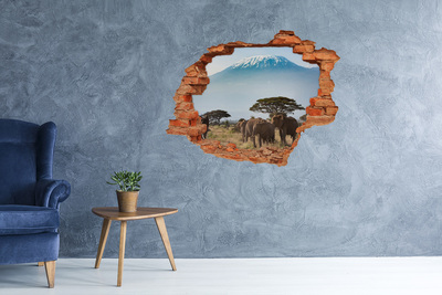 Díra 3D fototapeta Africká savana se slony