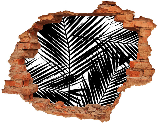 Nálepka 3D díra na zeď Tropické listí v díře ve zdi